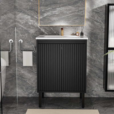 Modern Bathroom Vanity With Sink, Soft - Closing Doors For Noiseless Operation
