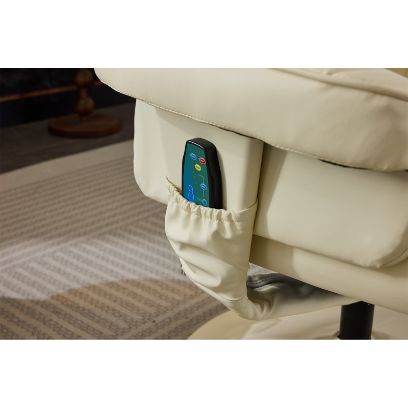 011-Fauteuil inclinable de massage avec repose-pieds, Beige, Beige