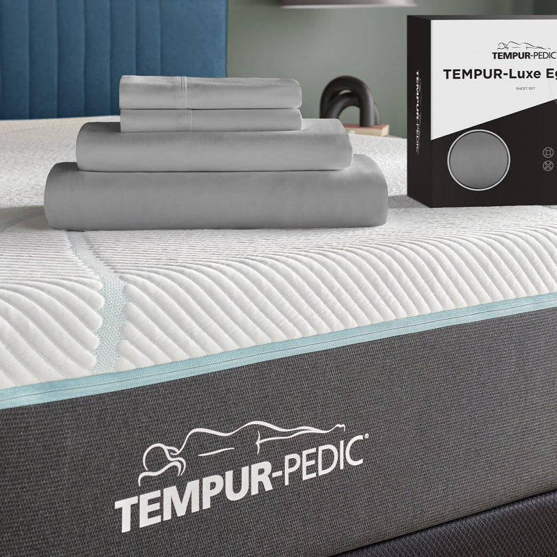 Tempur-Luxe Egyptian Sheet Set, Queen Sheet Set + 1 Fitted Sheet + 2 Pillowcases, Silver Mist