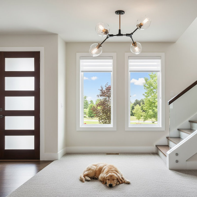 Ellar Glass Semi Flush Mount, Vitage Brass