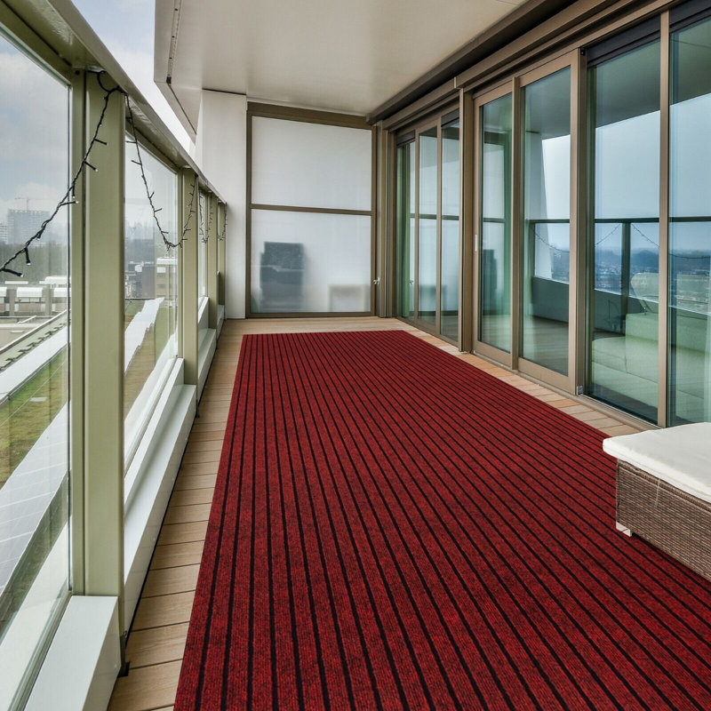 Tapis pour couloir ou cuisine, petit tapis à rayures rouge, Rectangulaire 2 pi x 3 pi