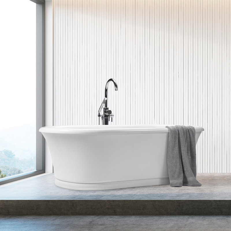 MTI Solutions Freestanding Soaking Solid Surface Bathtub, 23.5" H x 72" W x 33.75" D, DoloMatte
