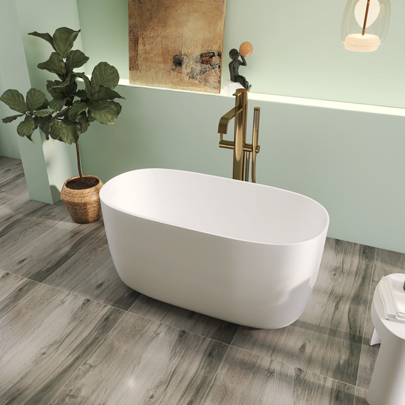 Baignoire de trempage indépendante en résine 47 po avec drain à débordement