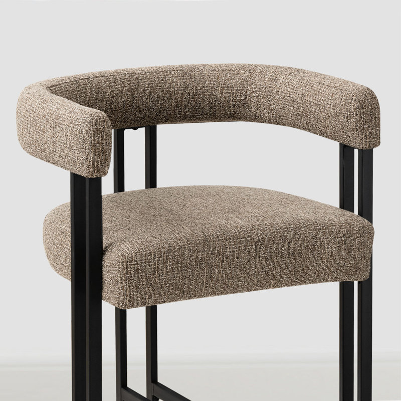 24" Upholstered Tweed Solid Back Counter Stool, Brown