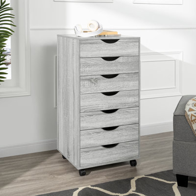 7-Drawer Mobile File Cabinet with Storage, Wood Storage Cabinet, Rolling Organizer for Office Supplies, Documents, Craft Materials, Home Office & Study