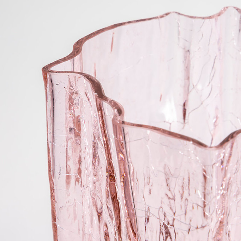 Crackle Pink Vase, 11" H x 8.25" W x 8.25" D