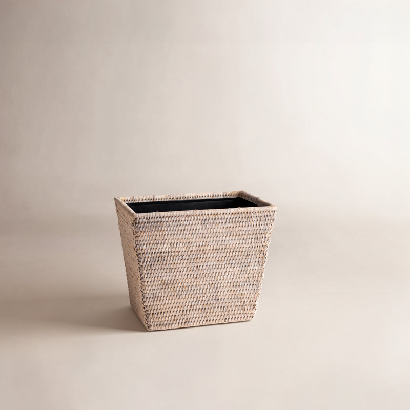 Panier à déchets en rotin Kana, Blanc délavé