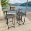 Ensemble de table de bar haute de style industriel avec étagères de rangement latérales et tabourets sans dossier