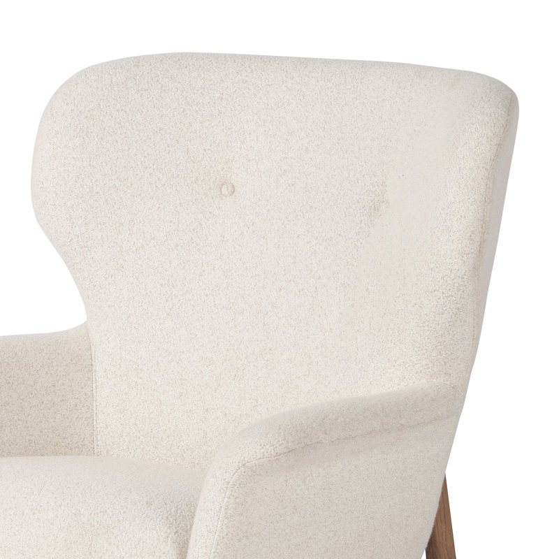 Neutral Polyester Blend Wingback Chair with Round Arms
