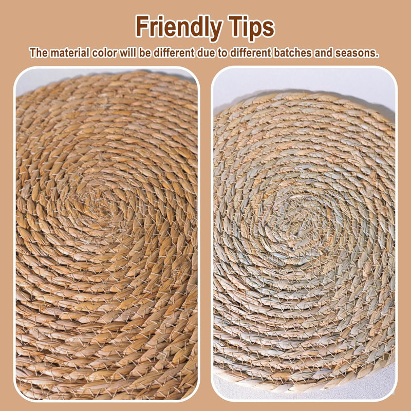 Ensemble de 10 napperons ronds tissés en rotin bohème, tapis de table en jacinthe d'eau naturelle tissés à la main pour la salle à manger, le décor champêtre rustique, la maison et le mariage