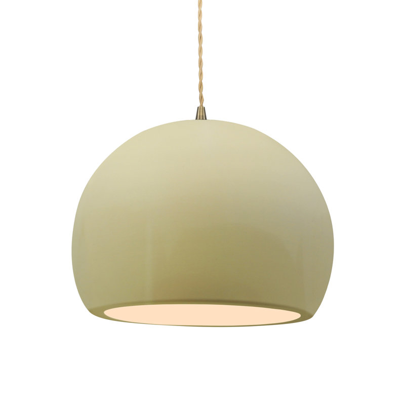 Luminaire suspendu à 1 lumière Aschwin, H 9,25 po x l 12,25 po x P 12,25 po, Vanille lustrée, Laiton antique