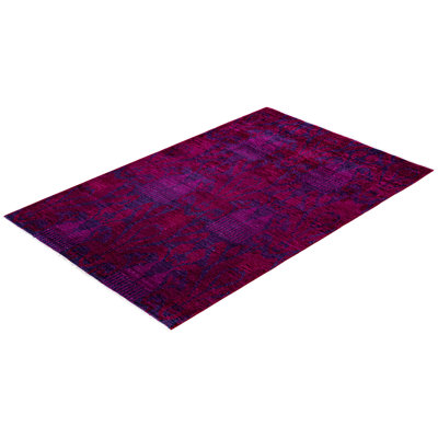 Overdyed Hand-Knotted Wool Modern-Contemporary Purple Area Rug 4' 0" x 6' 4"