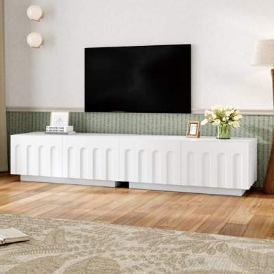 Meuble télé et table basse arqués modernes avec 4 tiroirs - Armoire de rangement multifonctionnelle