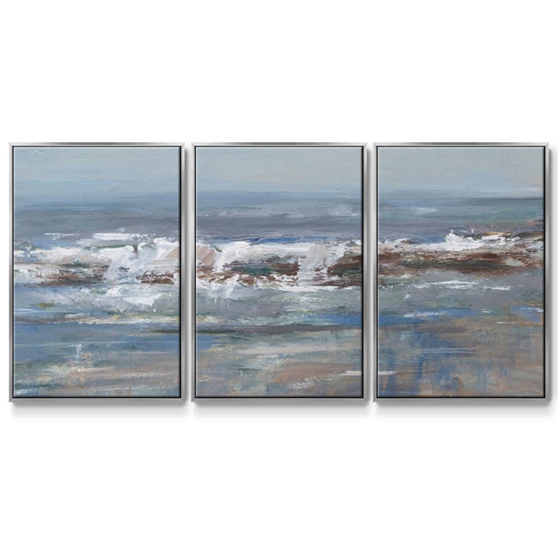 Overcast Tides I 3 pièces, H 40 po x l 78 po x P 2 po, Argent
