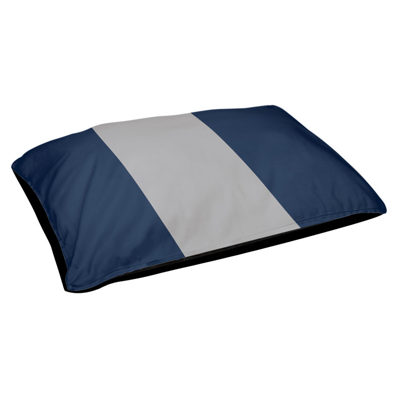 Coussin rectangulaire designer Tampa Bay, Petit (L 18 po x l 28 po), Bleu nuit polaire / argent