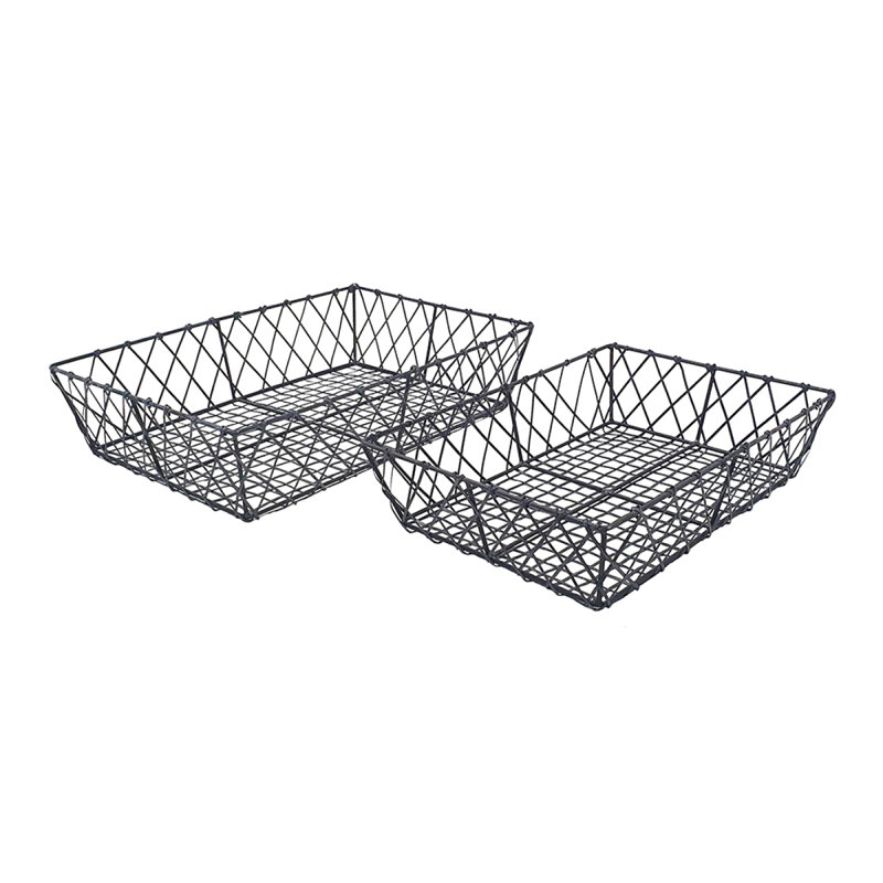 S/2 Rectangular Iron Trays,Black