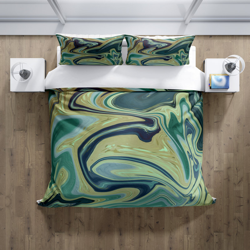 Ensemble de housse de couette Swirl Nautical, Housse de couette simple + 1 taie décorative