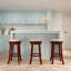 Tabouret 30 ", finition cerisier, siège en tissu beige-1107772162-1107772221