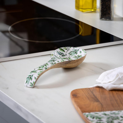 Olive Pattern Wooden Spoon Rest