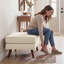 Repose-pieds rembourré de style Mid-Century de 29,7 po de large Havens, repose-pieds en similicuir avec pieds en bois massif, tabouret de table basse pour le salon, la chambre à coucher et le vestibule-2141867662