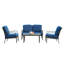 Ensemble de conversation d'extérieur pour patio, table et chaises en métal avec coussins amovibles bleu marine pour jardin