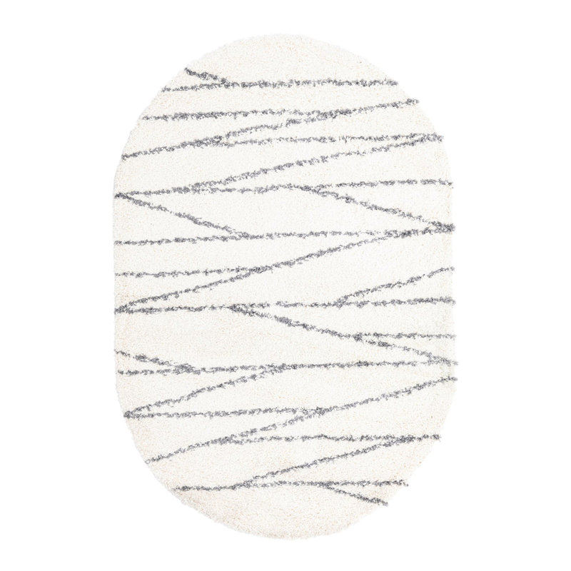 Abrahams Striped Indoor Rug, Oval 5'3" x 8'