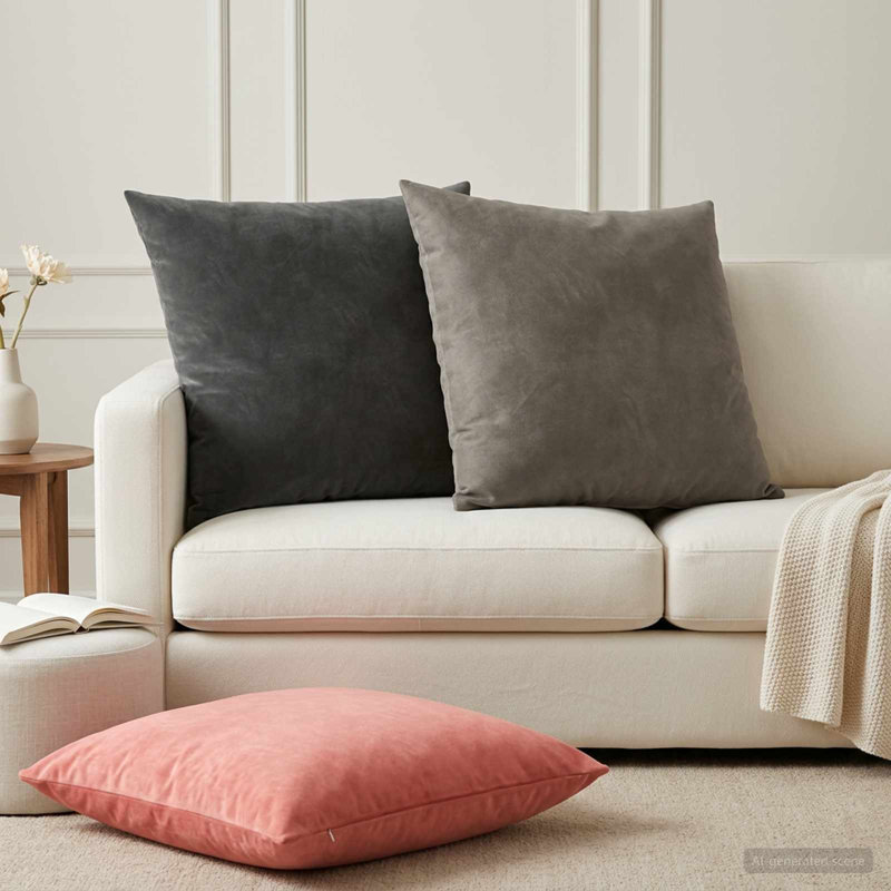 Pink Cushion, Cylinder 15cm H x 40cm W, Dark Grey