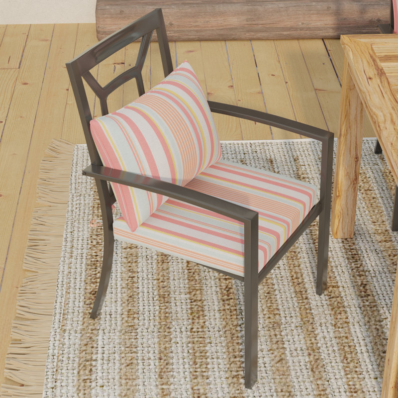 Coussin de chaise pour l'extérieur Lillian,  Rose plage rayée
