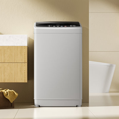 2.5 Cu.Ft (19 Lbs) High Efficiency Washer For Apartments/RVs, Portable Compact Washer With Drain Pump - 10 Programs & 8 Water Levels, LED Display, Energy-Efficient Design In Grey/Brown