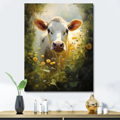 Dawnda Cow Curious Encounter II, reproduction d'art sur toile