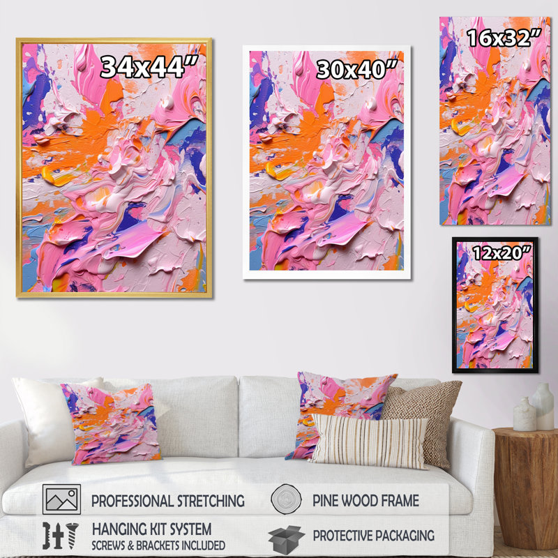 «Rose and Orange Explosions of Color III», reproduction d'art sur toile, Toile tendue, H 40 po x l 30 po x P 1,5 po