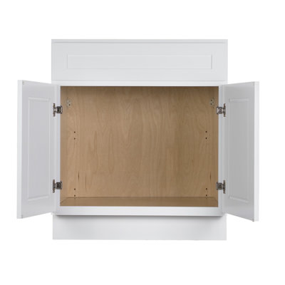 Koville  White Shaker Sink Base Cabinet With Plywood Box