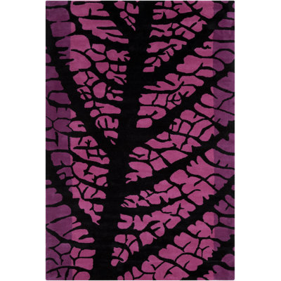Ailey Authentic Hand-Tufted Handmade Black, Purple & Pink Abstract Tree Wool Area Rug