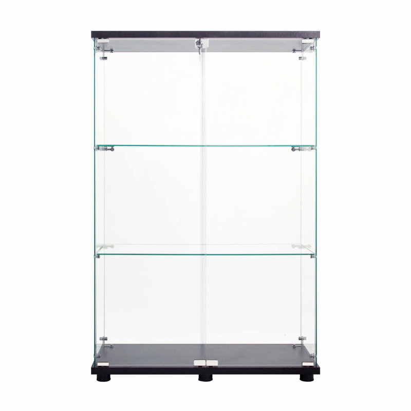 Vitrine en verre, armoire d'appoint avec tablettes de rangement, armoire de rangement d'appoint pour l'intérieur, Noir