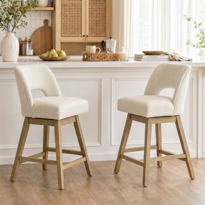 Bisto 360° Swivel Bar Stools with Solid Wood Frame