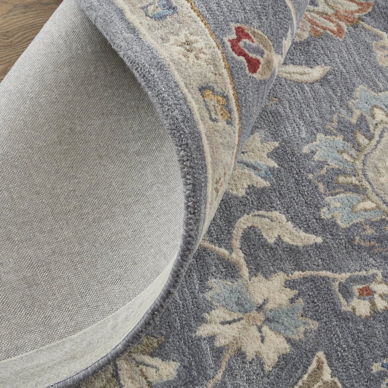 Azalea Vintage Oriental Gray/Ivory/Red Area Rug, Rectangle 4' x 6'