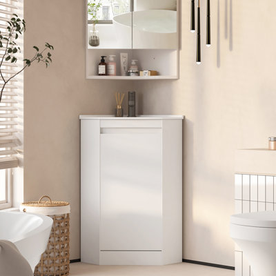Single Bathroom Vanity with Drop In Ceramic Basin
