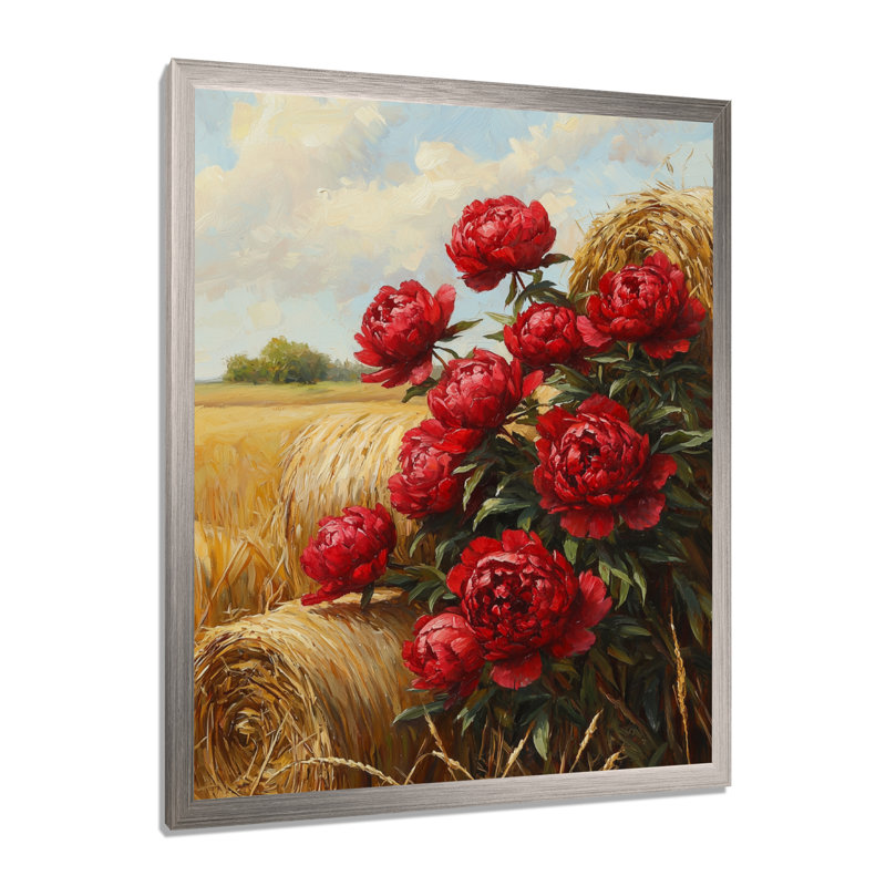 Drever - Art mural floral, H 32 po x l 16 po, Argent argent, Reproduction encadrée d'une seule photo