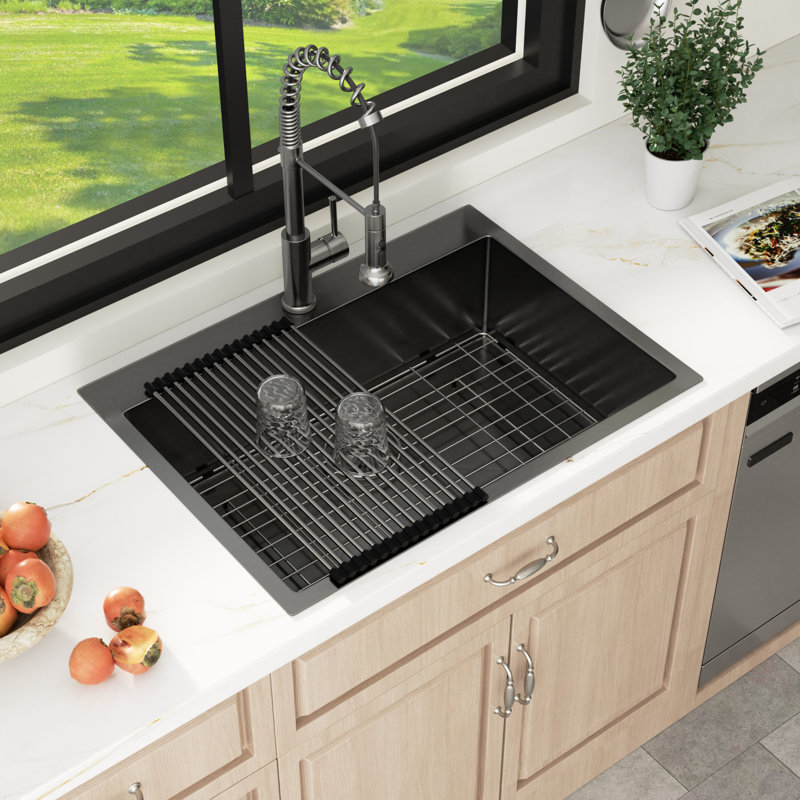 Évier de cuisine encastré en acier inoxydable de calibre 16 L 30 po x l 22 po