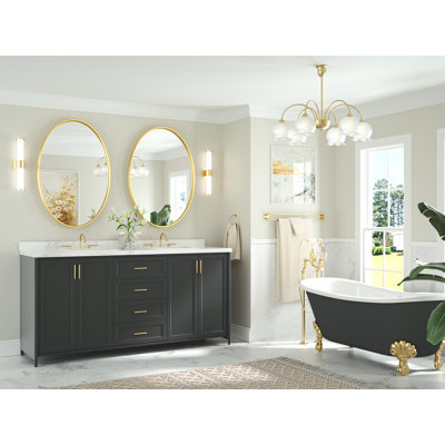 Miroir de salle de bain mural ovale en métal incurvé moderne Juriana