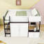 Lit mezzanine double avec armoire, échelle et garde-corps-250312108
