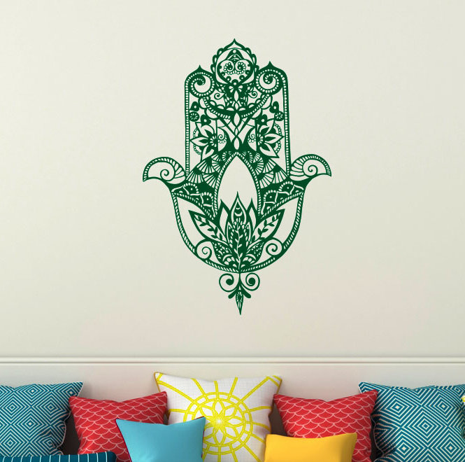 Décalcomanie murale main fatima, Vert, H 32 po x l 22 po