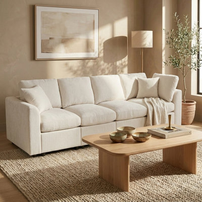 Chenille Upholstered Couch with Solid Wood Frame
