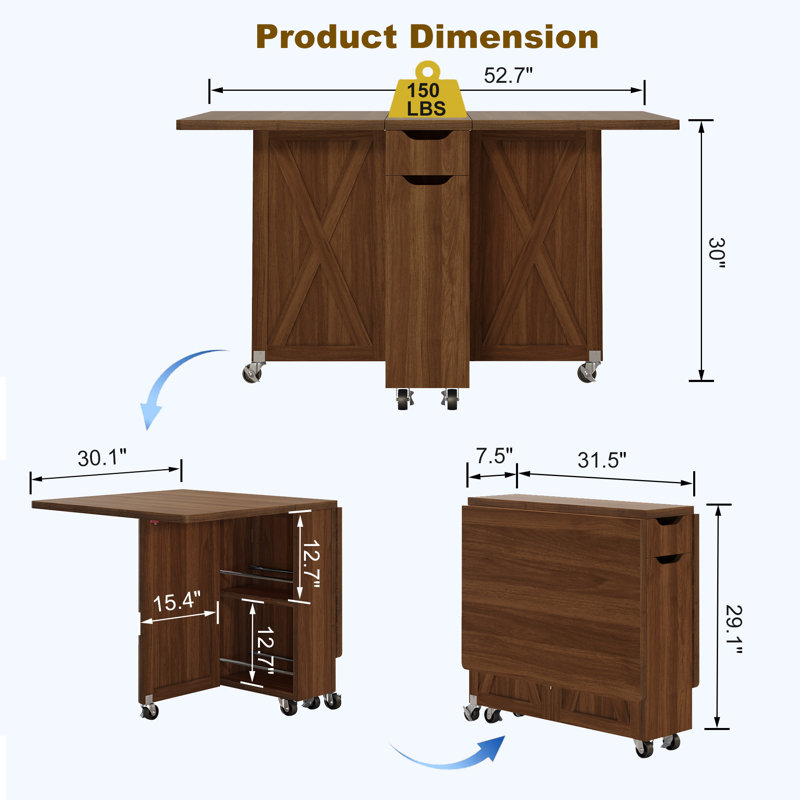 Table de salle à manger extensible, Walnut