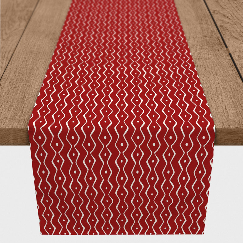 Koziol Geometric Table Runner, 72" L x 16" W, Red, Chevron
