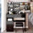 37" Middle Left Drawer Desktop Vanity Table + Cushioned Stool, Extra Large Right Sliding Mirror-114233131