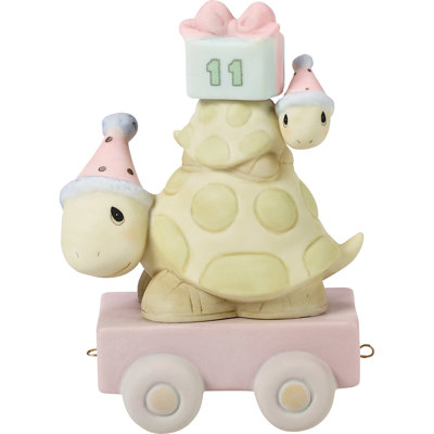 Precious Moments Birthday Train Turtles with Party Hats Age 11 Figurine 4.13 Inch