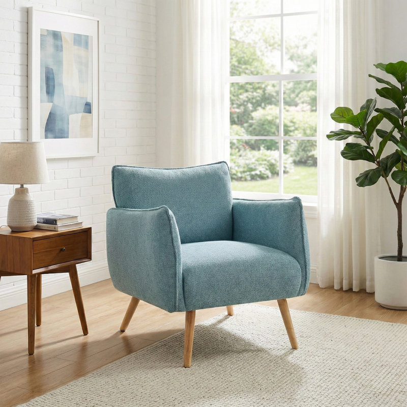 Piper Upholstered Soft Touch Fabric Armchair, Teal