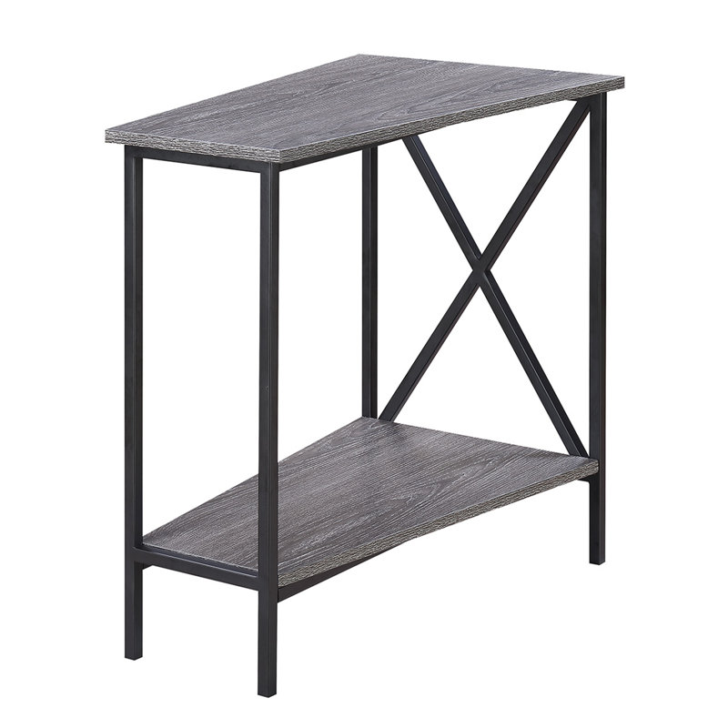 Table de bout avec rangement Adreauna 23,75 po, Gris patiné noir