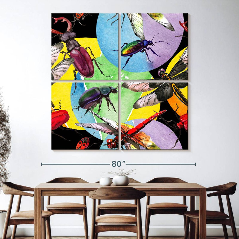 Brampt, aquarelle et insectes sauvages, H 74 po x l 74 po